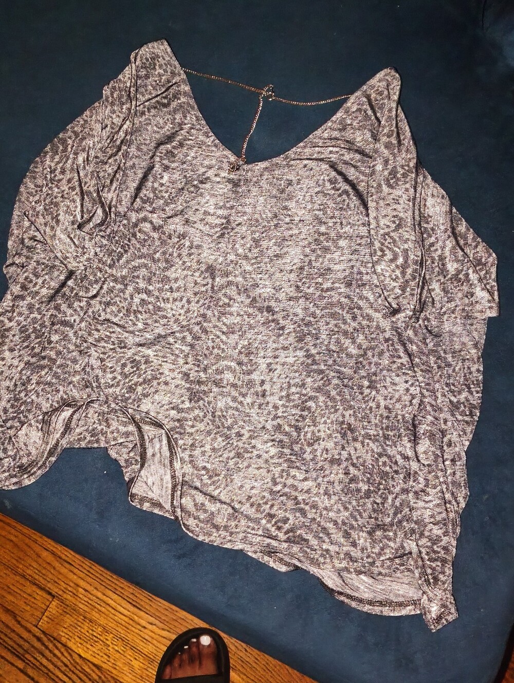 Gray Animal Print Blouse With Chain Detailing In Back Size Large